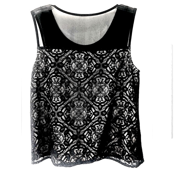 Marc by Marc Jacobs Sleeveless Silk Chiffon Yoke Lace Top Size Medium - Picture 1 of 6